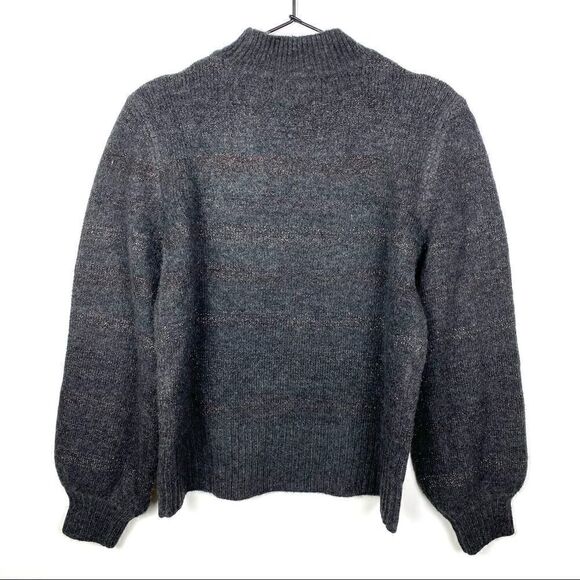 Marled Reunited Clothing Mock Neck Sweater Gray Metallic Stripes Soft Knit S - Picture 3 of 11